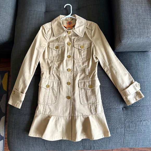 Tory Burch Abrielle Trench Coat Khaki Size 4 - Picture 6 of 8